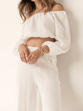 Load image into Gallery viewer, Off Shoulder Long Sleeve Top and Pants Set
