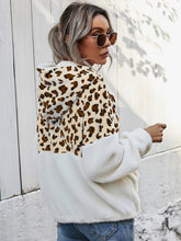 Load image into Gallery viewer, Leopard Half-Zip Dropped Shoulder Hoodie
