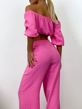 Load image into Gallery viewer, Off Shoulder Long Sleeve Top and Pants Set
