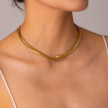 Load image into Gallery viewer, Double Layered Knot Herringbone Choker Necklace
