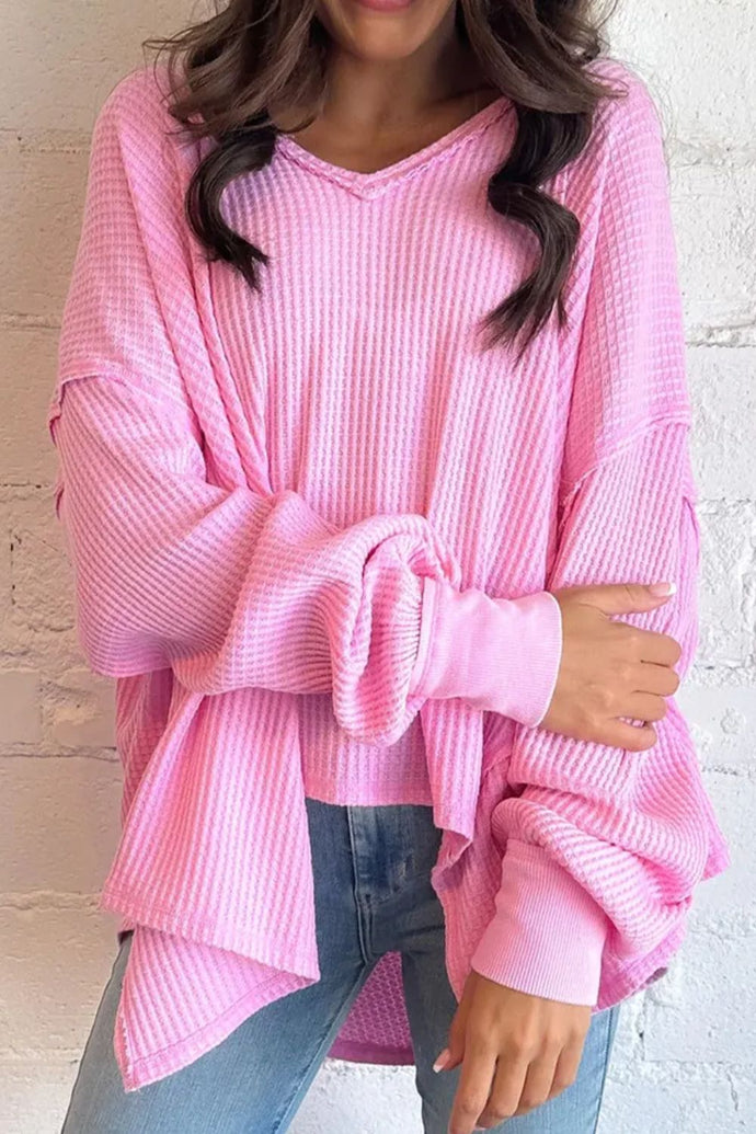 Waffle Long Sleeve Blouse
