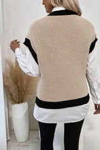 Load image into Gallery viewer, Contrast Round Neck Cap Sleeve Knit Top
