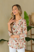Load image into Gallery viewer, Sew In Love Full Size Wrinkle-Free Floral Notched Top
