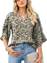 Load image into Gallery viewer, Printed Notched Half Sleeve Blouse
