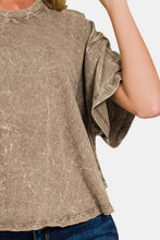 Load image into Gallery viewer, Zenana Washed Round Neck Drop Shoulder Cropped T-Shirt
