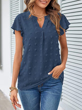 Load image into Gallery viewer, Swiss Dot Notched Cap Sleeve Blouse
