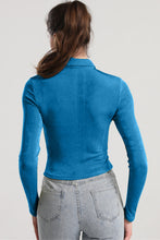 Load image into Gallery viewer, Ruched Button Up Long Sleeve T-Shirt
