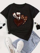 Load image into Gallery viewer, Heart Round Neck Short Sleeve T-Shirt
