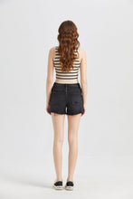 Load image into Gallery viewer, BAYEAS Stepped Waist Raw Hem Denim Shorts
