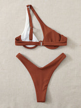Load image into Gallery viewer, Contrast Single Shoulder Two-Piece Bikini Set
