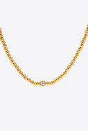 Inlaid Zircon Beaded Stainless Steel Necklace