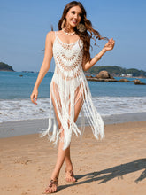 Load image into Gallery viewer, Fringe Openwork Spaghetti Strap Cover-Up
