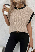 Load image into Gallery viewer, Contrast Round Neck Cap Sleeve Knit Top
