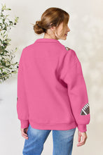 Load image into Gallery viewer, Full Size Sequin Football Half Zip Long Sleeve Sweatshirt
