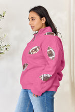 Load image into Gallery viewer, Full Size Sequin Football Half Zip Long Sleeve Sweatshirt
