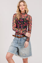 Load image into Gallery viewer, SAGE + FIG Floral Mesh Long Sleeve Top
