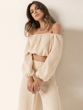 Load image into Gallery viewer, Off Shoulder Long Sleeve Top and Pants Set
