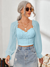 Load image into Gallery viewer, Mesh Sweetheart Neck Flounce Sleeve Top
