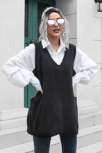 Load image into Gallery viewer, V-Neck Sleeveless Sweater Vest with Pocket
