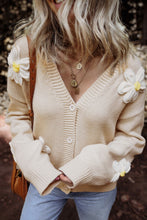 Load image into Gallery viewer, Flower Dropped Shoulder Long Sleeve Cardigan
