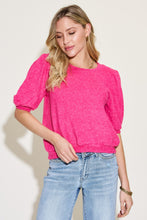 Load image into Gallery viewer, Zenana Round Neck Lantern Half Sleeve Sweater
