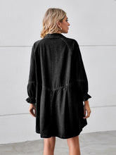 Load image into Gallery viewer, Button Up Flounce Sleeve Mini Denim Dress
