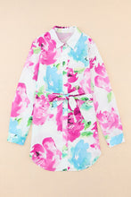 Load image into Gallery viewer, Printed Button Up Tie Waist Shirt
