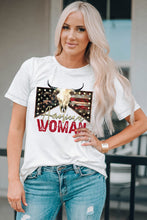 Load image into Gallery viewer, AMERICAN WOMAN Graphic Round Neck Tee
