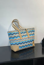 Load image into Gallery viewer, Chevron Straw Tote Bag
