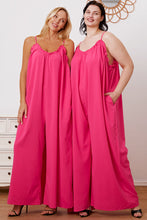 Load image into Gallery viewer, Double Take Full Size Ruffle Trim Tie Back Cami Jumpsuit with Pockets
