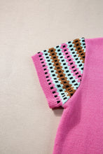 Load image into Gallery viewer, Contrast Round Neck Short Sleeve Knit Top
