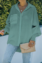 Load image into Gallery viewer, Pocketed Button Up Lantern Sleeve Shirt
