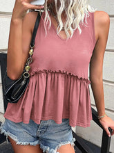 Load image into Gallery viewer, Frill V-Neck Peplum Tank
