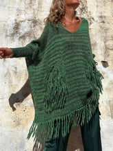 Load image into Gallery viewer, Fringe Detail Long Sleeve Sweater with Pockets
