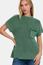 Load image into Gallery viewer, Zenana Washed Mock Neck Short Sleeve Sweater
