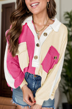 Load image into Gallery viewer, Pocketed Contrast Long Sleeve Sweatshirt
