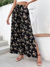 Load image into Gallery viewer, Floral Side Slit Wide Leg Pants
