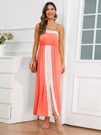 Slit Lace Detail Spaghetti Strap Dress
