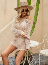 Load image into Gallery viewer, Openwork Round Neck Top and Shorts Swim Set
