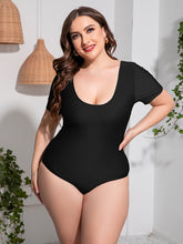 Load image into Gallery viewer, Plus Size Scoop Neck Short Sleeve One-Piece Swimsuit
