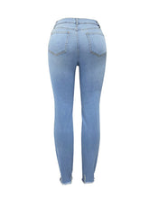 Load image into Gallery viewer, Distressed Raw Hem Jeans with Pockets
