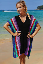 Load image into Gallery viewer, Openwork Striped Slit Knit Cover Up
