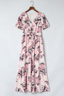 Floral Surplice Neck Dress