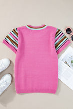 Load image into Gallery viewer, Contrast Round Neck Short Sleeve Knit Top
