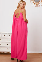 Load image into Gallery viewer, Double Take Full Size Ruffle Trim Tie Back Cami Jumpsuit with Pockets
