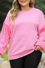 Load image into Gallery viewer, Plus Size Sequin Round Neck Dropped Shoulder Sweatshirt
