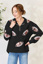 Load image into Gallery viewer, Full Size Sequin Football Half Zip Long Sleeve Sweatshirt
