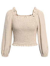 Load image into Gallery viewer, Swiss Dot Smocked Frill Trim Blouse
