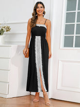Load image into Gallery viewer, Slit Lace Detail Spaghetti Strap Dress
