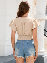Load image into Gallery viewer, Smocked Ruffled Surplice Cap Sleeve T-Shirt
